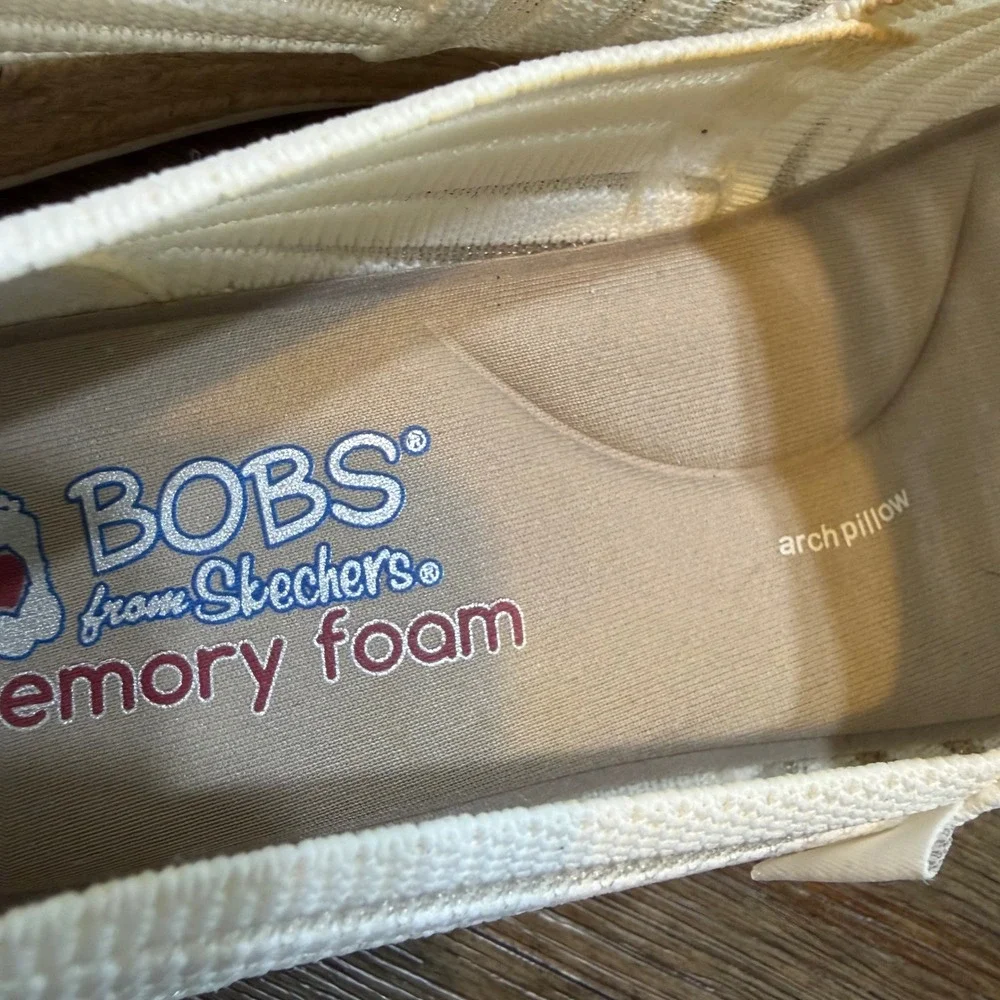 BOBS from Skechers Highlights 2.0 Yacht Master White Espadrille Wedge Shoes 7.5